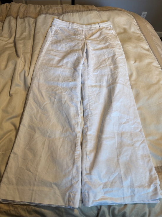 J. Crew Pants - J. Crew White Wide-Leg Linen-Blend Trousers